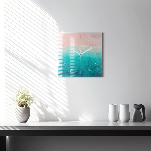 Square glass wall clock Beach sea sand