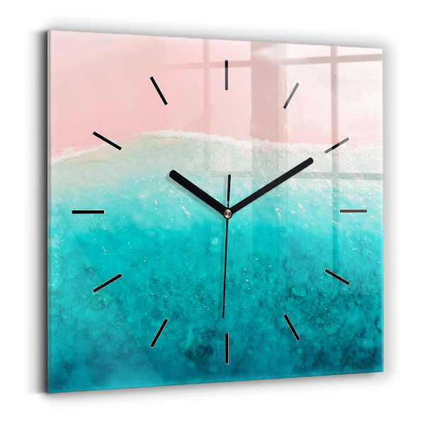 Square glass wall clock Beach sea sand