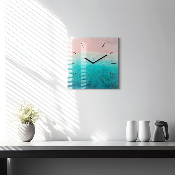 Square glass wall clock Beach sea sand