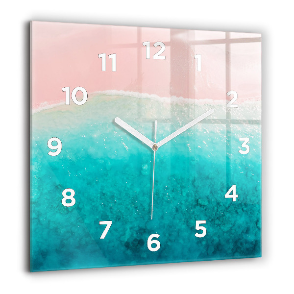 Square glass wall clock Beach sea sand