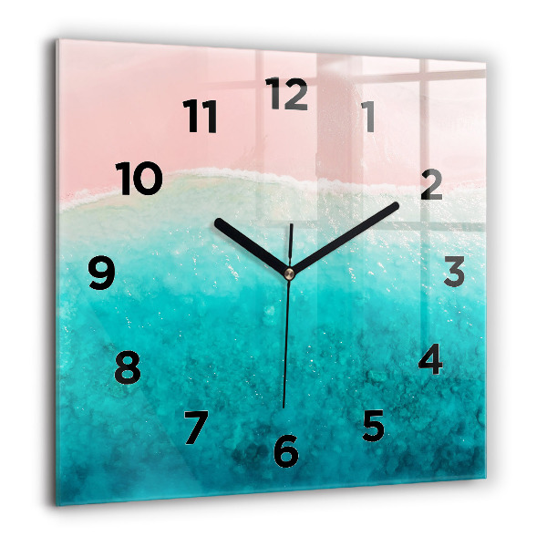Square glass wall clock Beach sea sand