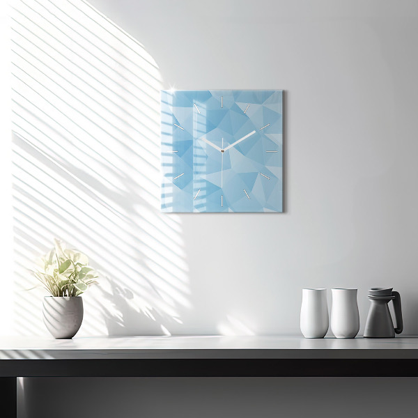 Square glass wall clock Triangles abstract