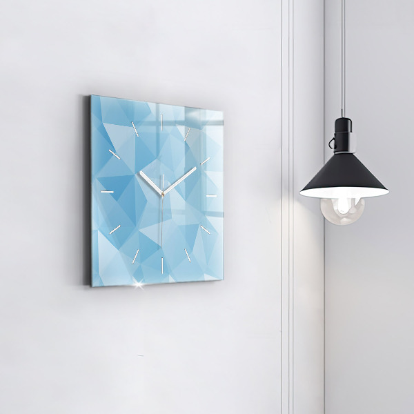 Square glass wall clock Triangles abstract