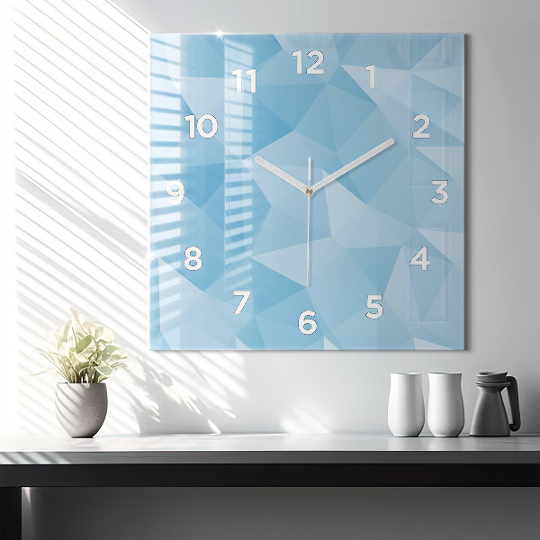 Square glass wall clock Triangles abstract