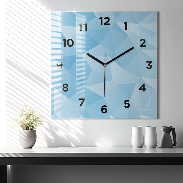 Square glass wall clock Triangles abstract