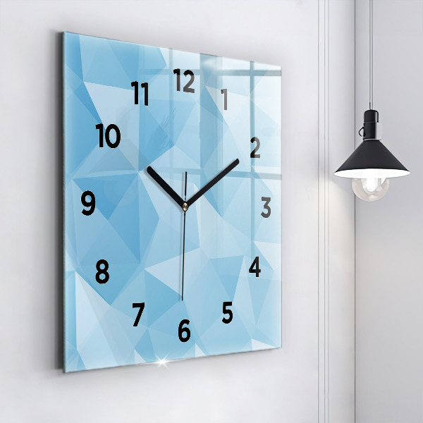 Square glass wall clock Triangles abstract