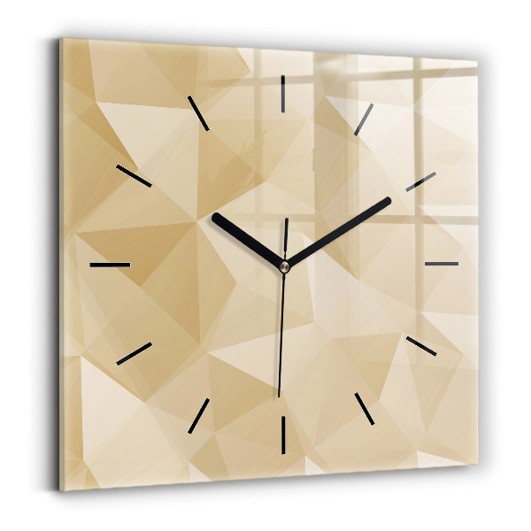 Square glass wall clock Triangles abstract
