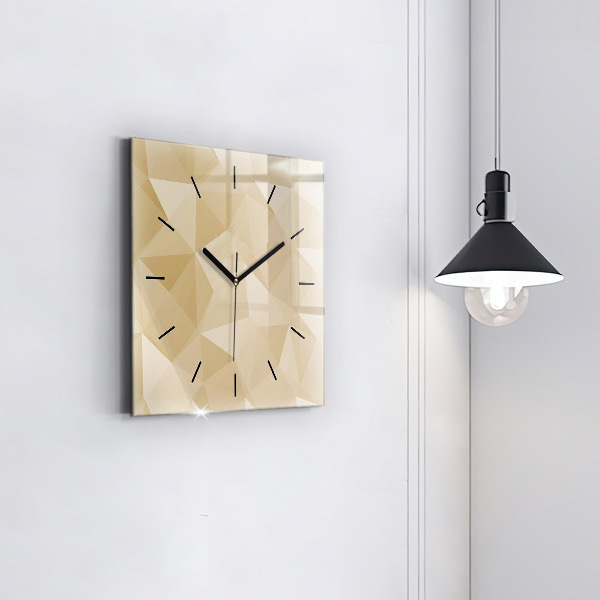 Square glass wall clock Triangles abstract