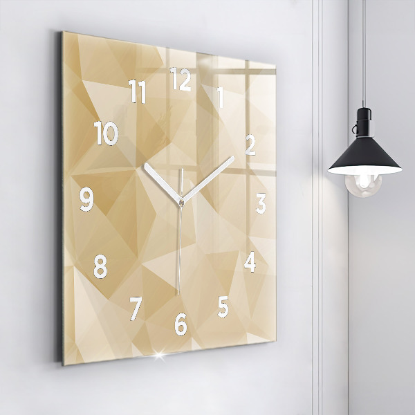 Square glass wall clock Triangles abstract