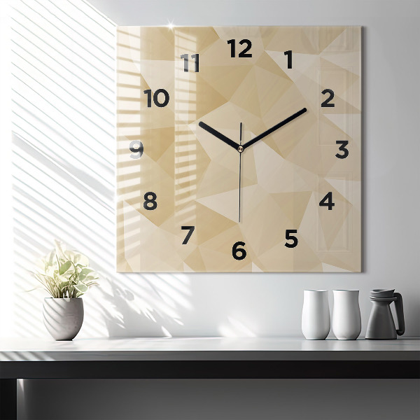 Square glass wall clock Triangles abstract