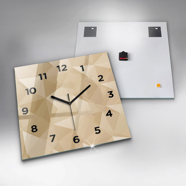 Square glass wall clock Triangles abstract