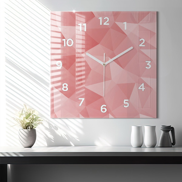 Square glass wall clock Triangles abstract