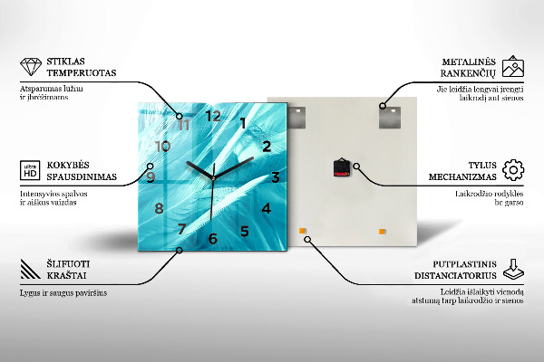 Square glass wall clock Butterfly in the meadow