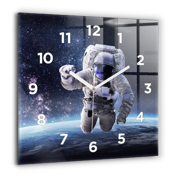 Square glass wall clock Astronaut above the earth