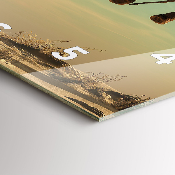 Square glass wall clock Elephant on a tree