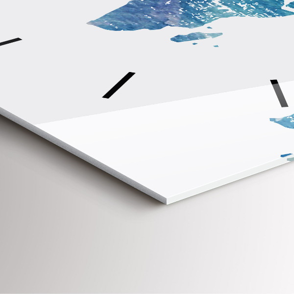 Square glass wall clock World map