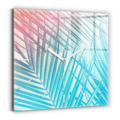 Square glass wall clock Tropical palm tree