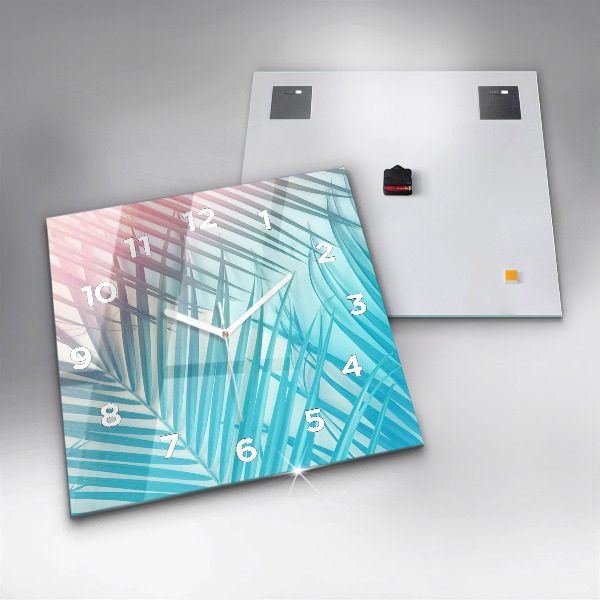 Square glass wall clock Tropical palm tree