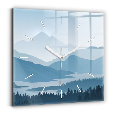 Square glass wall clock Mountain Landscape