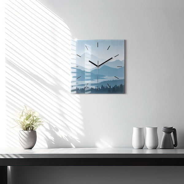 Square glass wall clock Mountain Landscape
