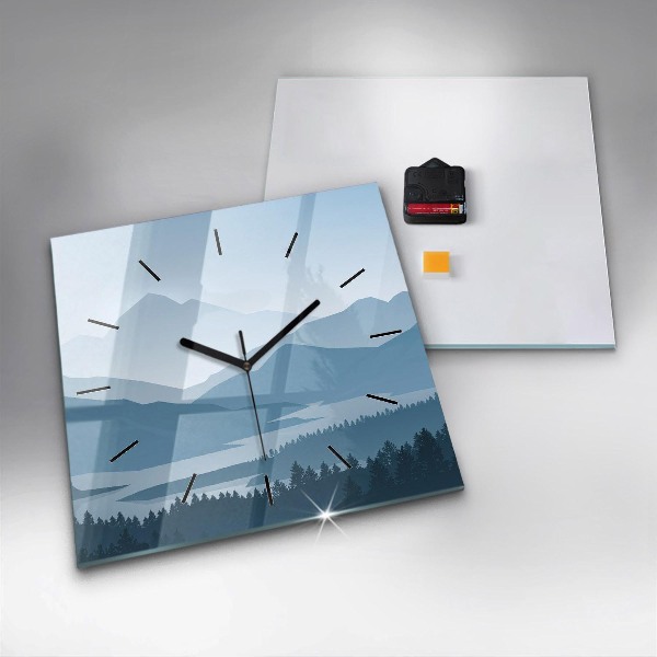 Square glass wall clock Mountain Landscape