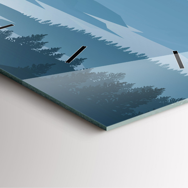 Square glass wall clock Mountain Landscape