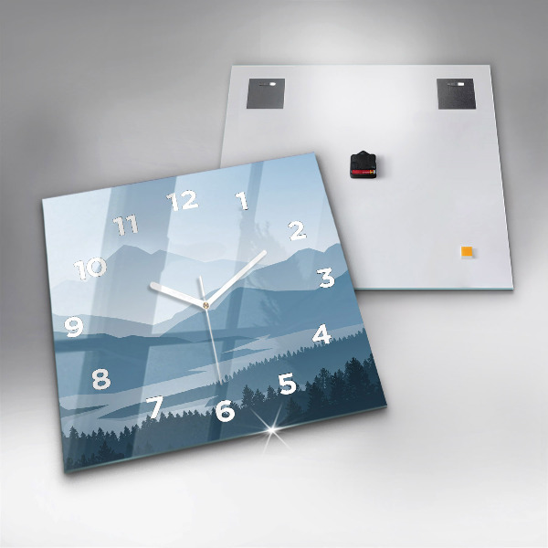 Square glass wall clock Mountain Landscape
