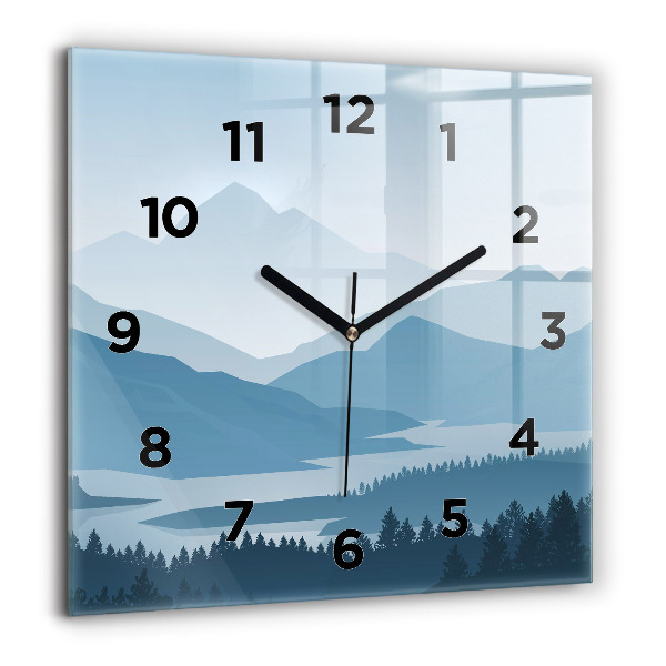 Square glass wall clock Mountain Landscape