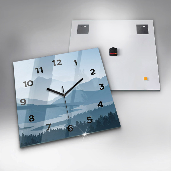 Square glass wall clock Mountain Landscape