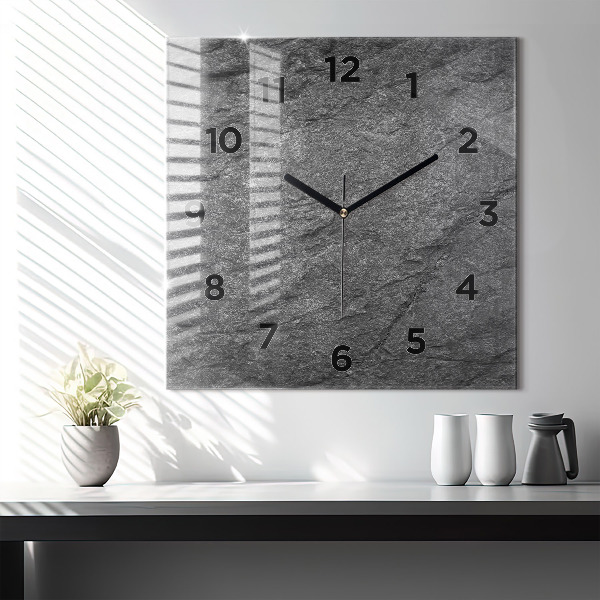 Square glass wall clock Volcanic rock