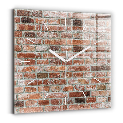 Square glass wall clock Brick wall