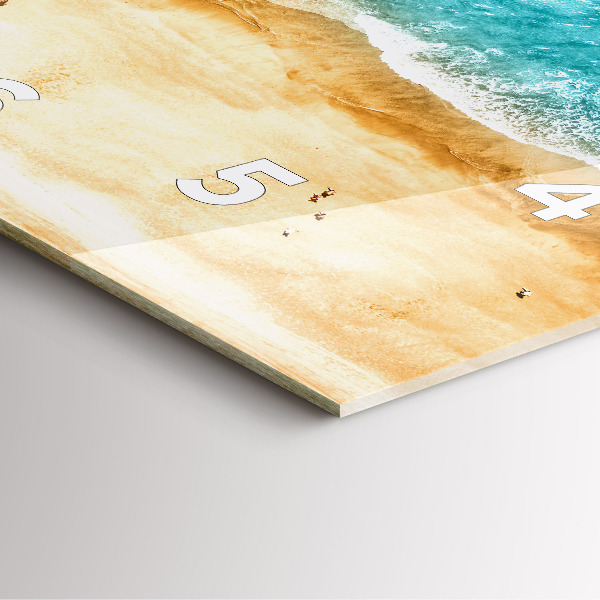 Square glass wall clock sea beach people