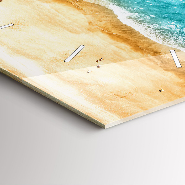 Square glass wall clock sea beach people