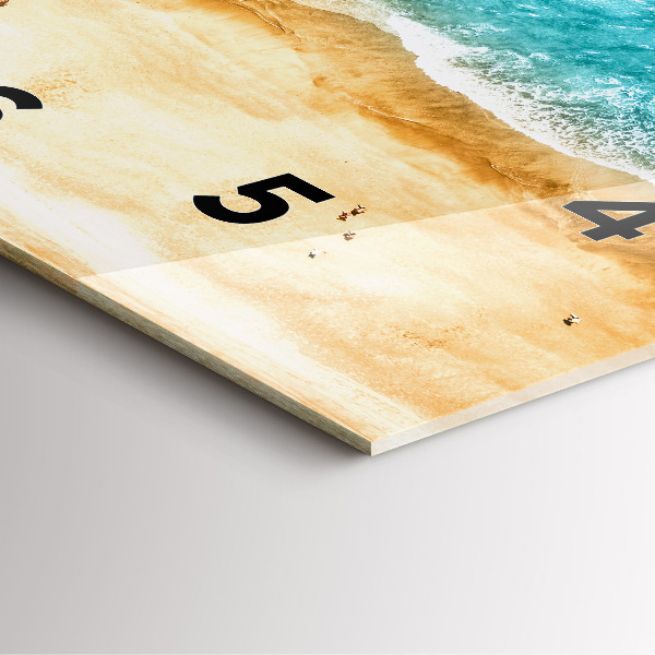 Square glass wall clock sea beach people