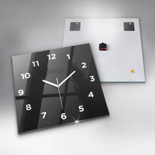 Square glass wall clock Dark abstraction