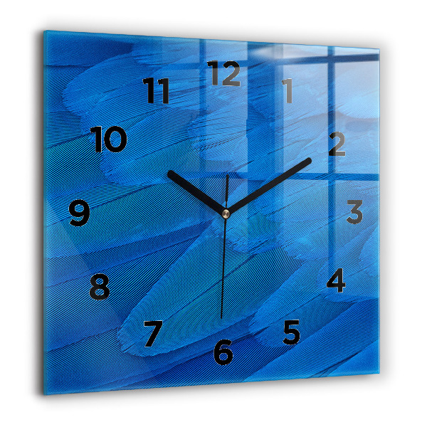 Square glass wall clock Bird feather