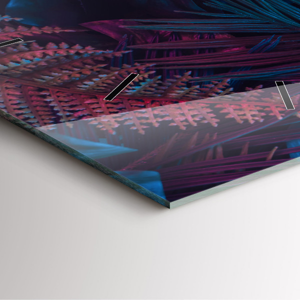 Square glass wall clock Exotic flowers