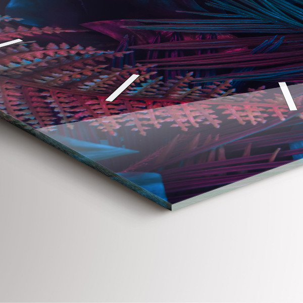 Square glass wall clock Exotic flowers