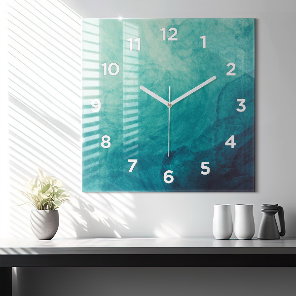 Square glass wall clock Abstraction depth