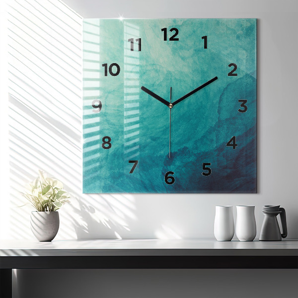 Square glass wall clock Abstraction depth