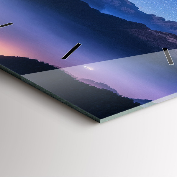 Square glass wall clock Milky Way and Mountains