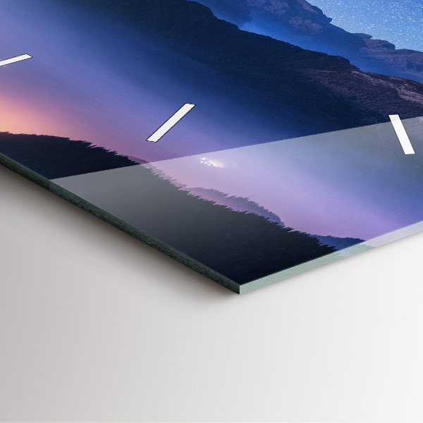 Square glass wall clock Milky Way and Mountains