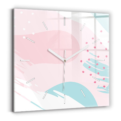 Square glass wall clock Pastel abstraction