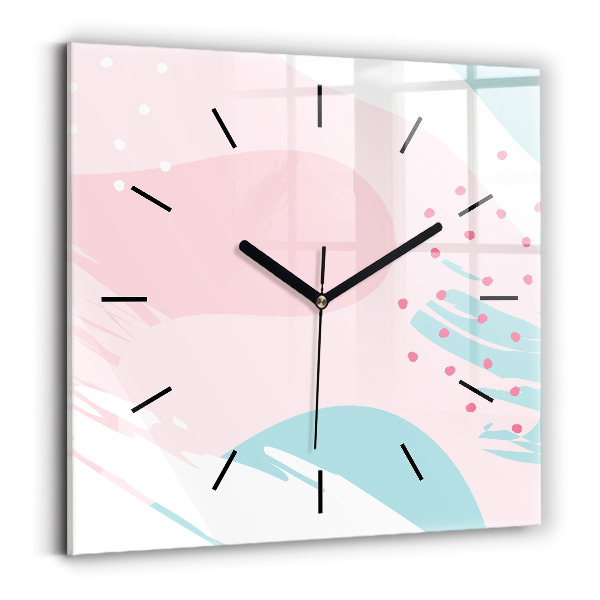 Square glass wall clock Pastel abstraction