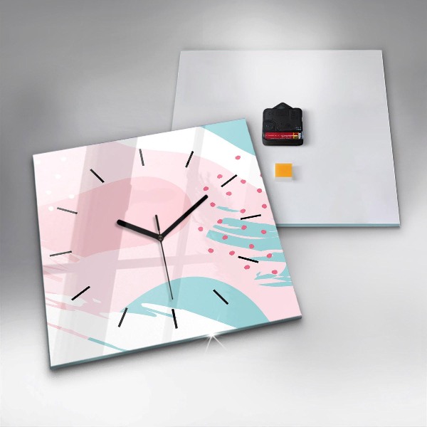 Square glass wall clock Pastel abstraction