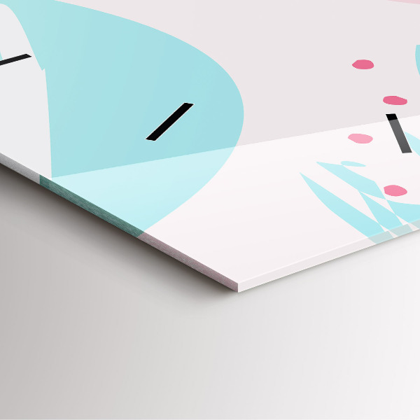 Square glass wall clock Pastel abstraction