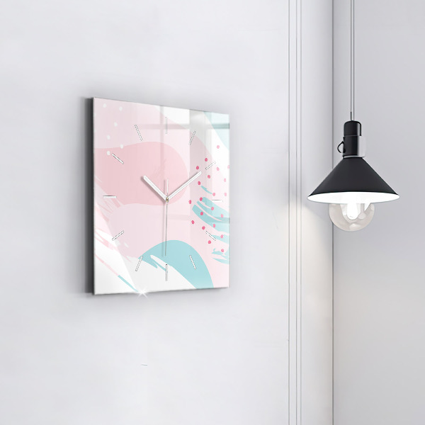 Square glass wall clock Pastel abstraction
