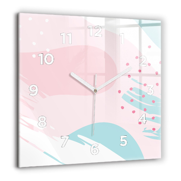 Square glass wall clock Pastel abstraction