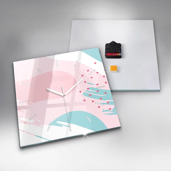 Square glass wall clock Pastel abstraction