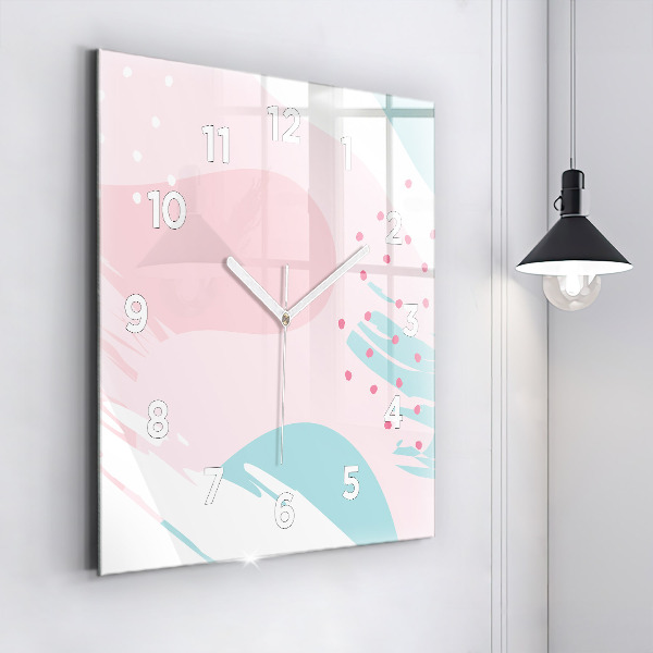 Square glass wall clock Pastel abstraction